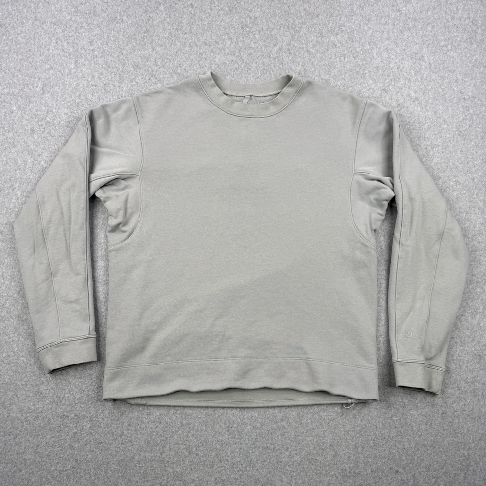 Lululemon Sweater Mens Medium Gray French Terry Oversized Long Sleeve Crew Neck‎